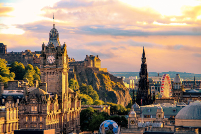 scenic view overlooking Edinburgh in Scotland 